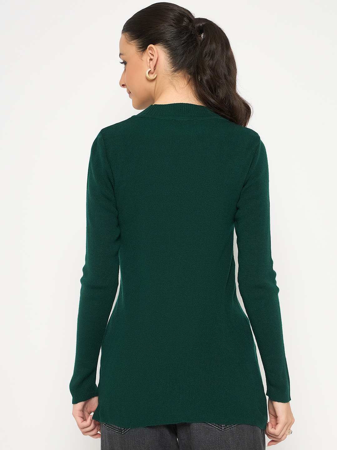Madame Mock Neck Solid Green Skeeve - Image 6