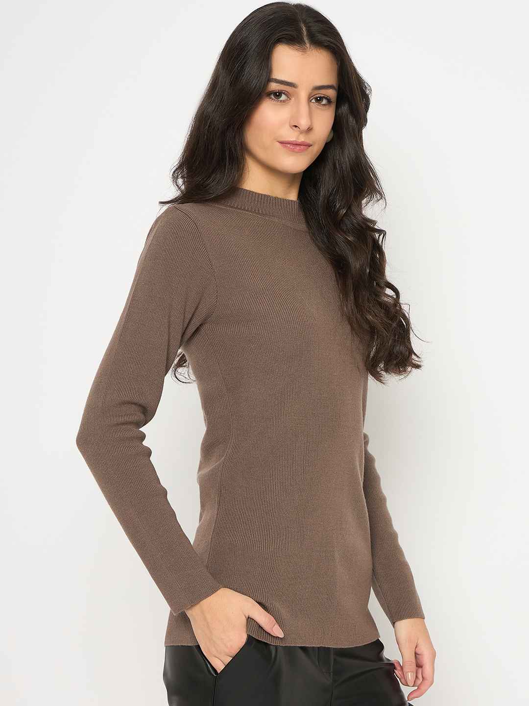 Madame Mock Neck Solid Mint Chocolate Skeeve - Image 4