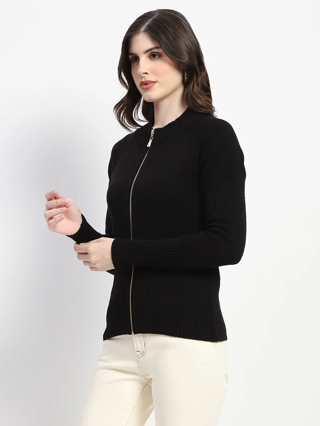 Madame Black Mock Neck Knit Sweater - Image 2
