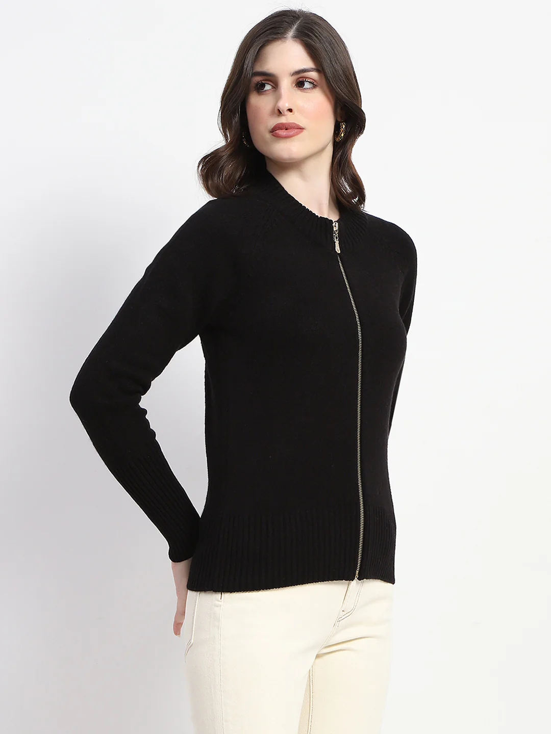 Madame Black Mock Neck Knit Sweater - Image 3