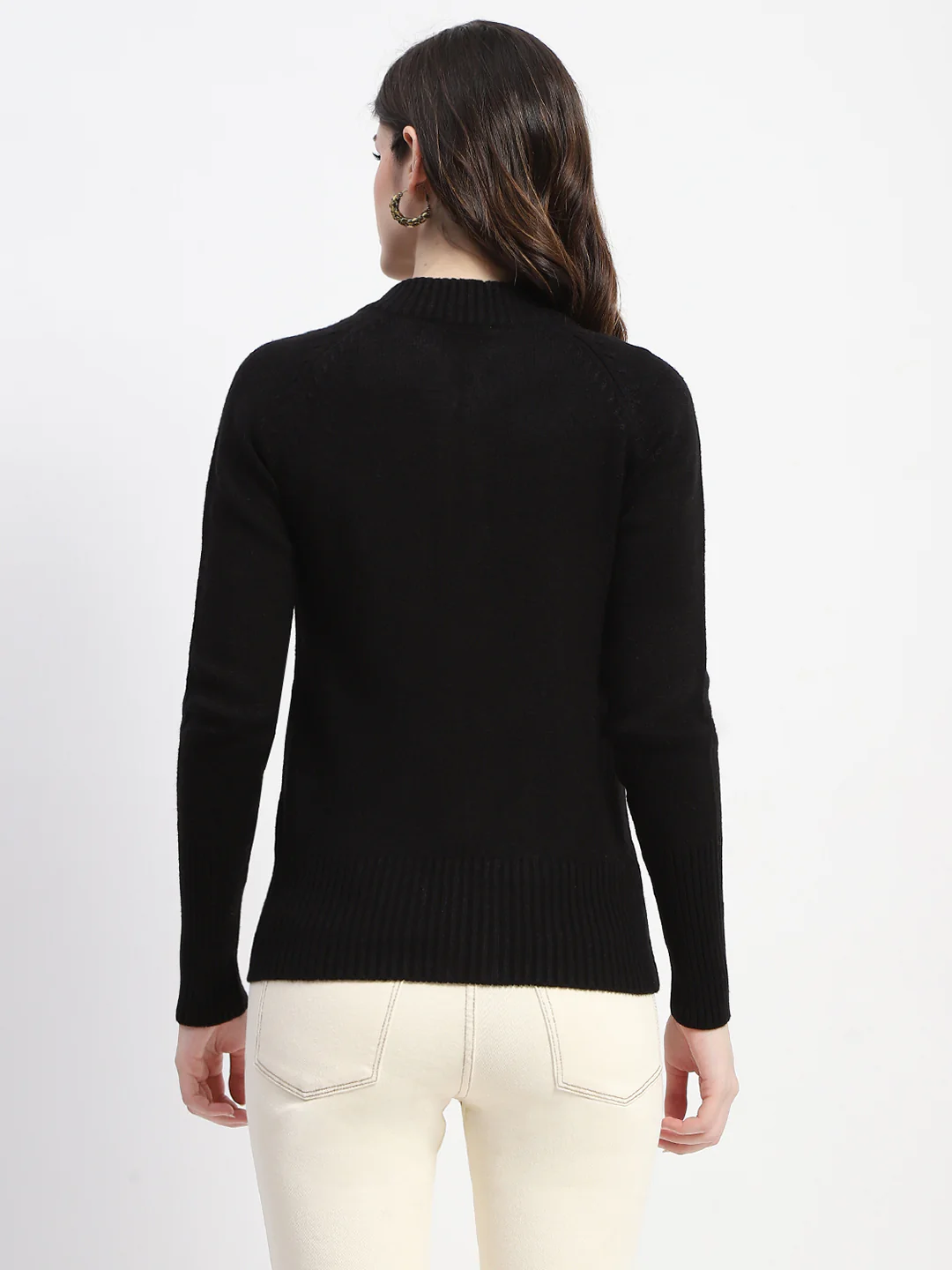 Madame Black Mock Neck Knit Sweater - Image 4