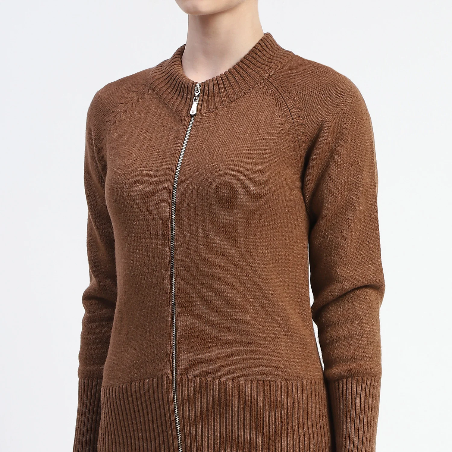 Madame Brown Full-Zip Knit Sweater - Image 7