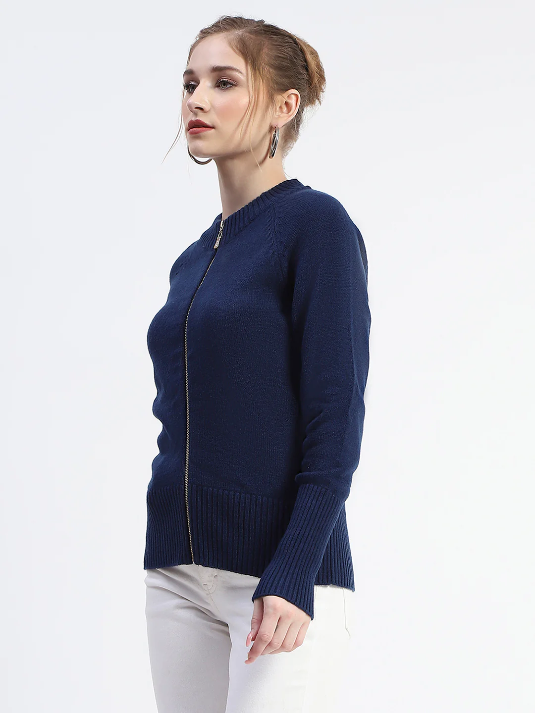 Madame Blue Full-Zip Knit Sweater - Image 2