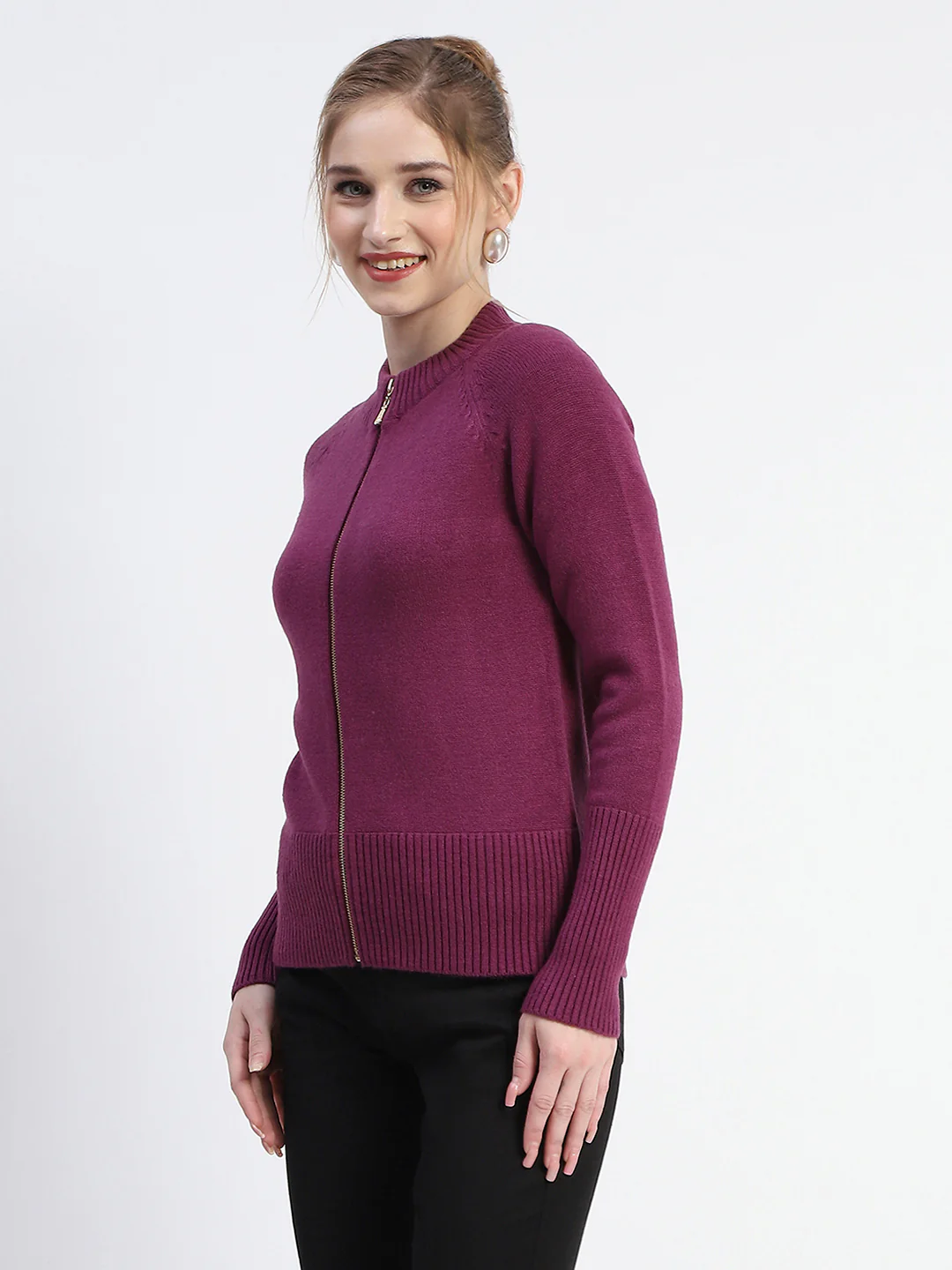 Madame Purple Full-Zip Knit Sweater - Image 2