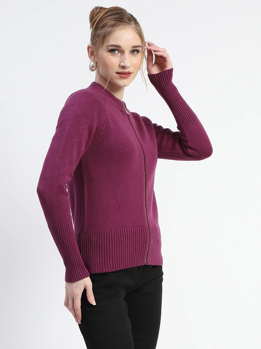 Madame Purple Full-Zip Knit Sweater - Image 4
