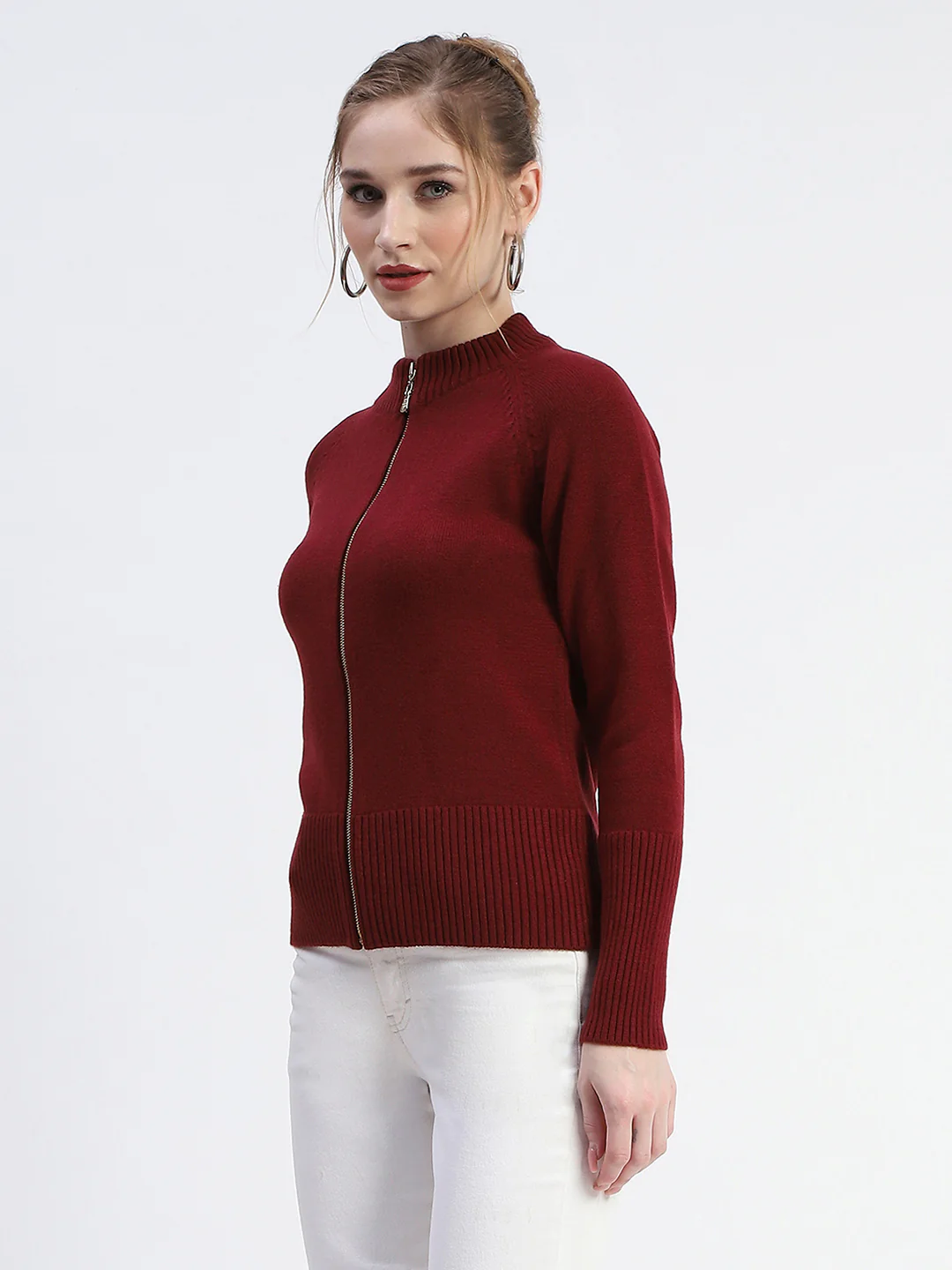 Madame Wine Full-Zip Knit Sweater - Image 2