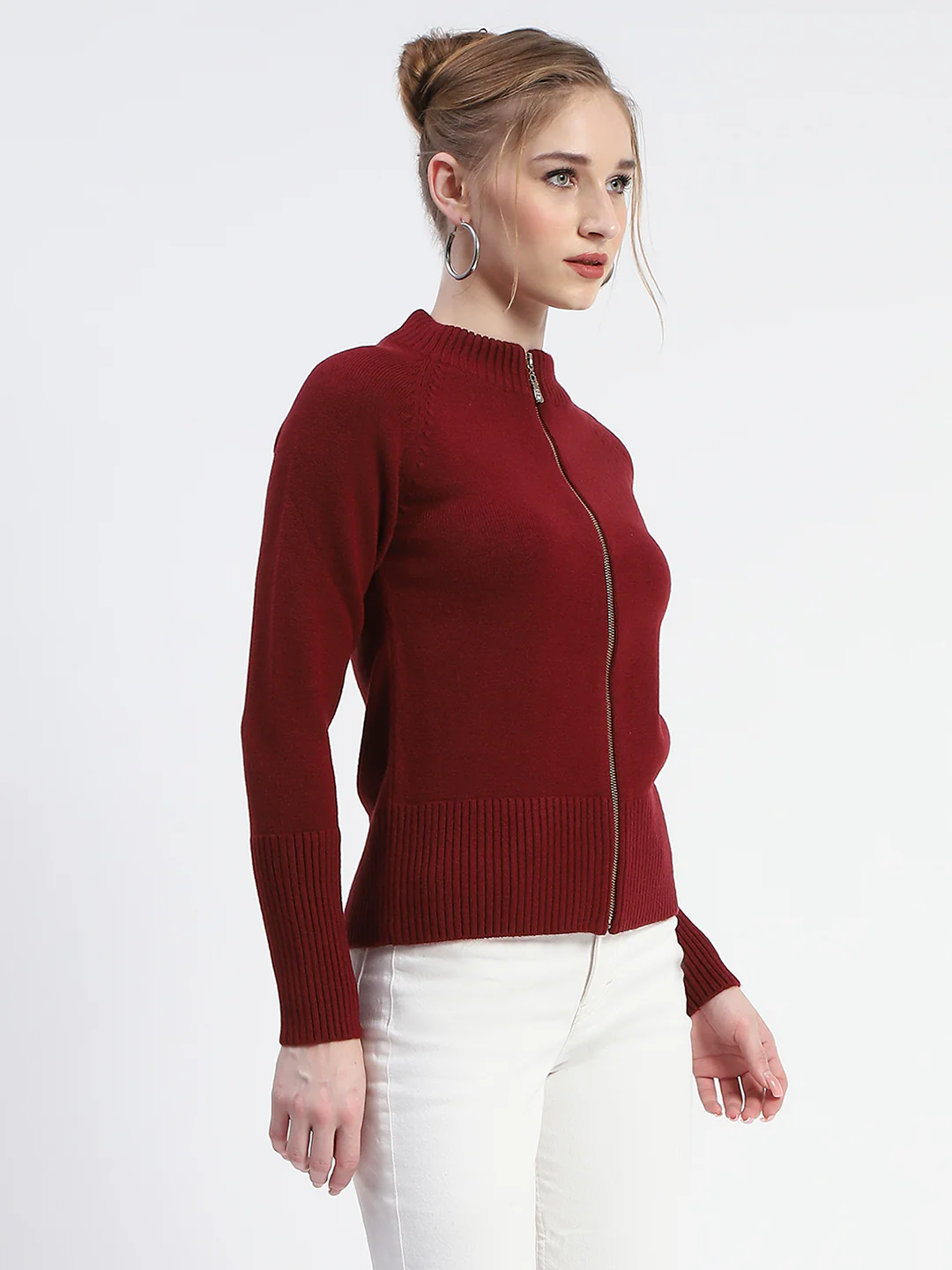 Madame Wine Full-Zip Knit Sweater - Image 3