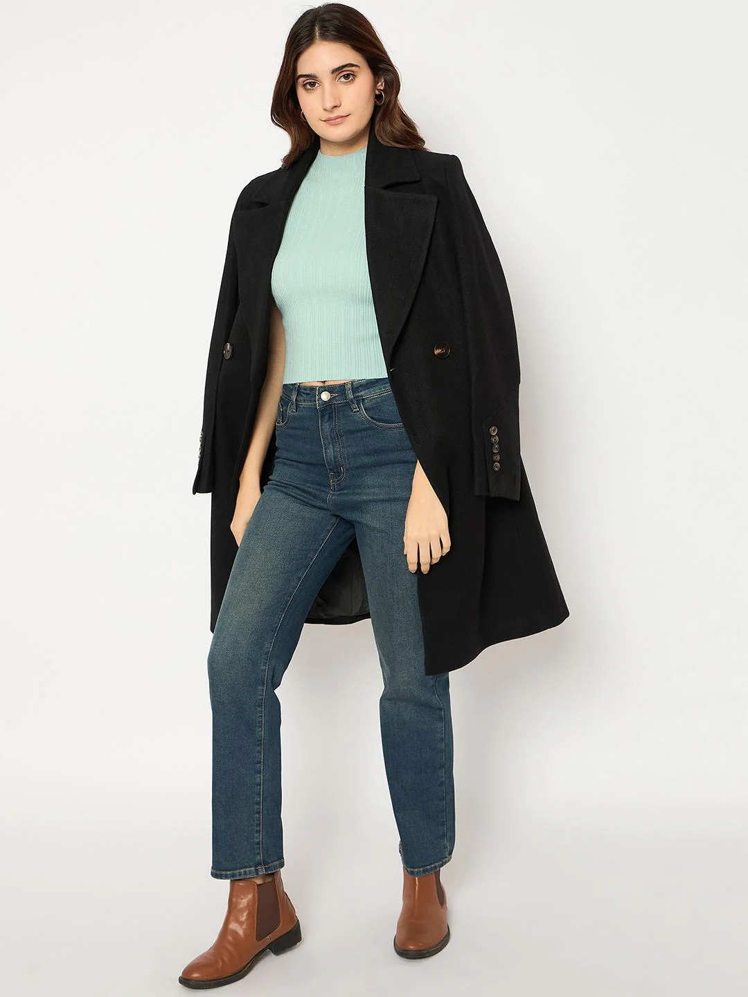 Madame Mock Neck Mint Green Sleeveless Sweater - Image 6