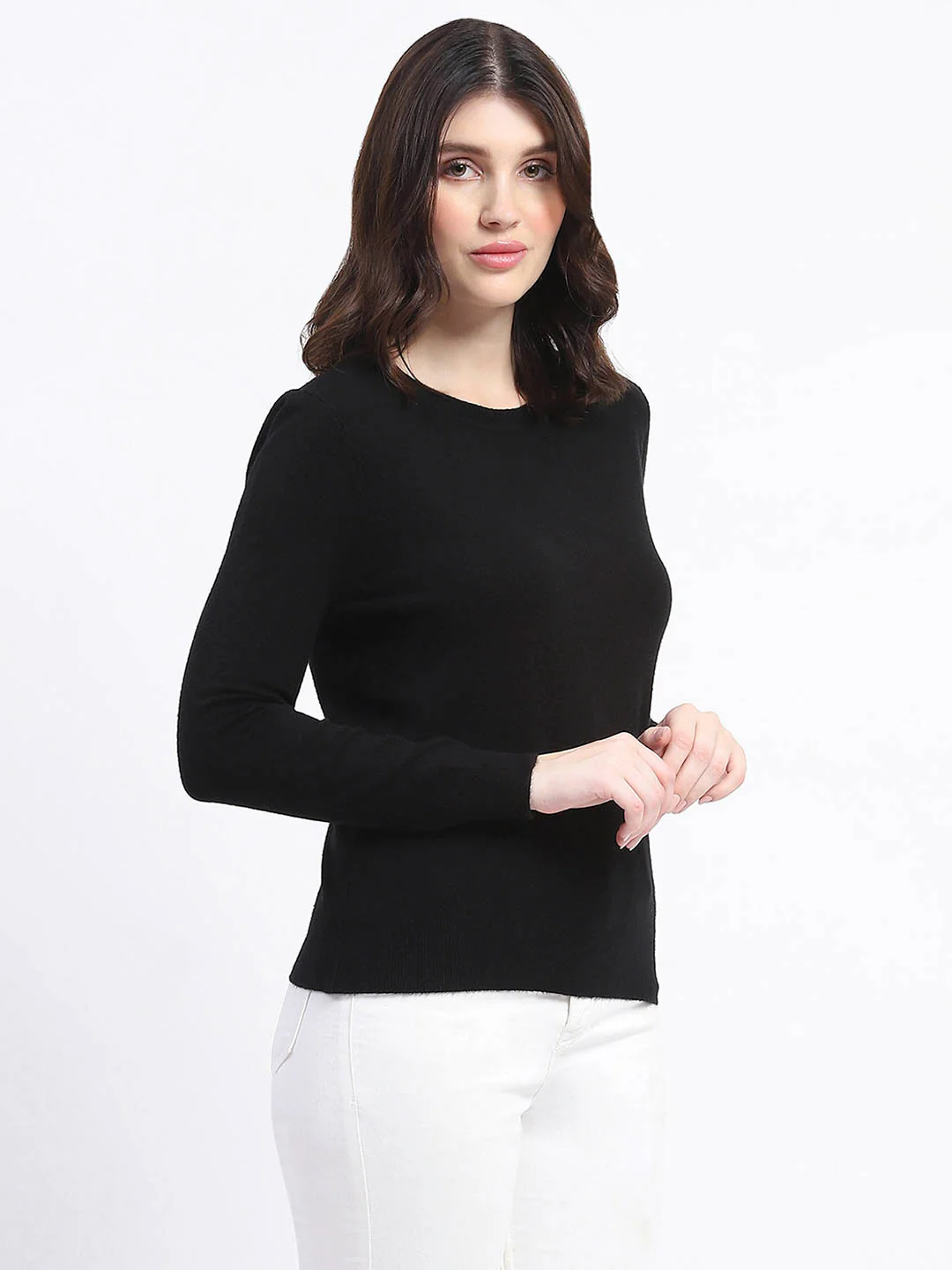 Madame Crew Neck Black Acrylic Sweater - Image 4