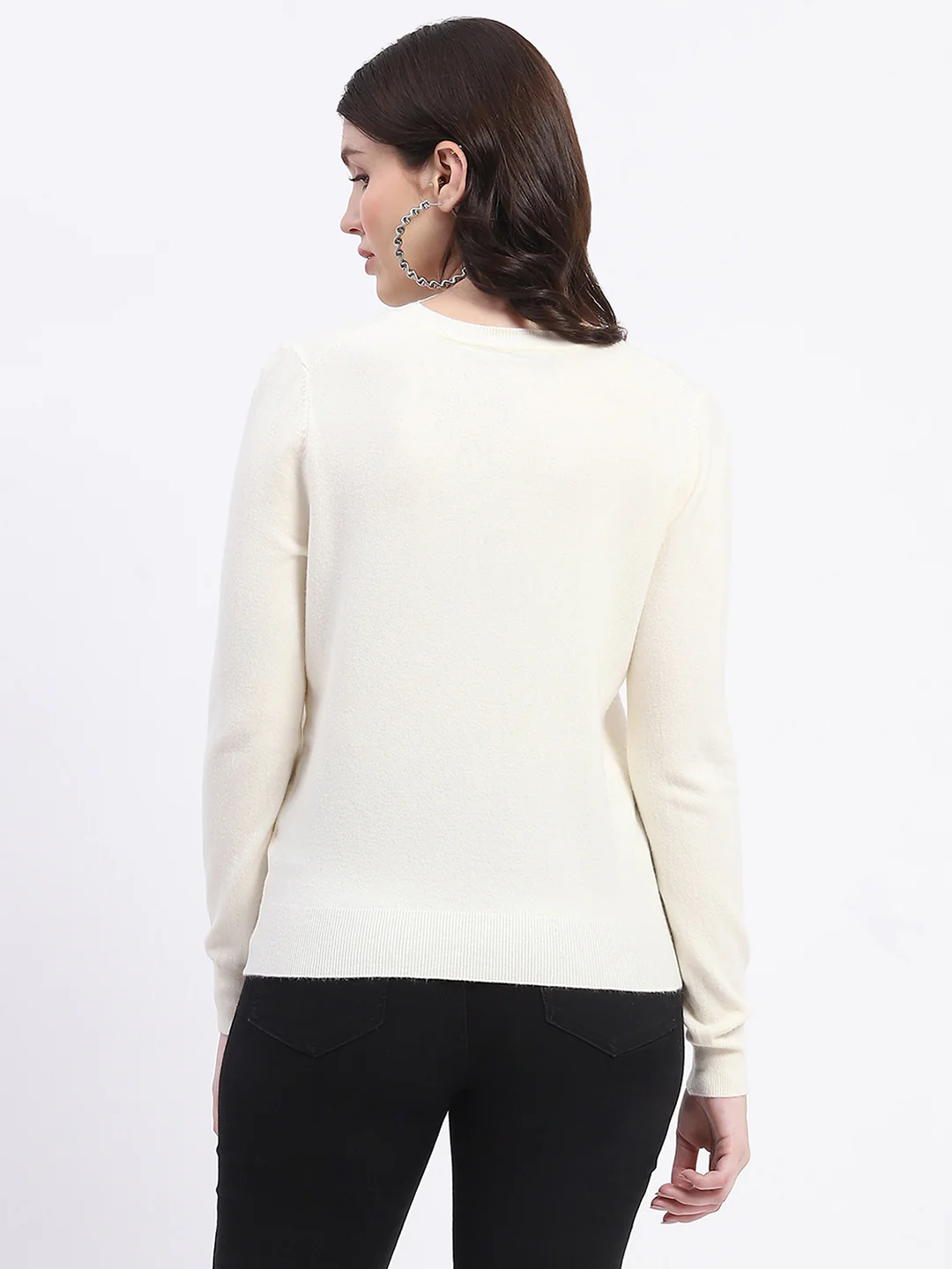 Madame Crew Neck Relaxed Fit Off White Sweater - Image 6