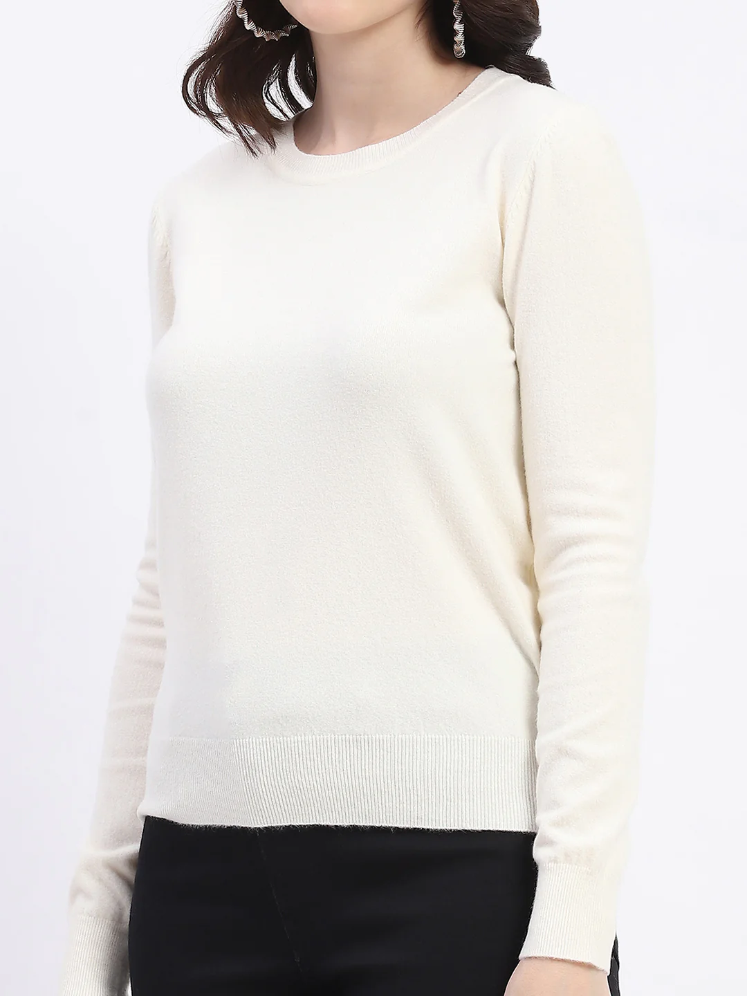 Madame Crew Neck Relaxed Fit Off White Sweater - Image 7