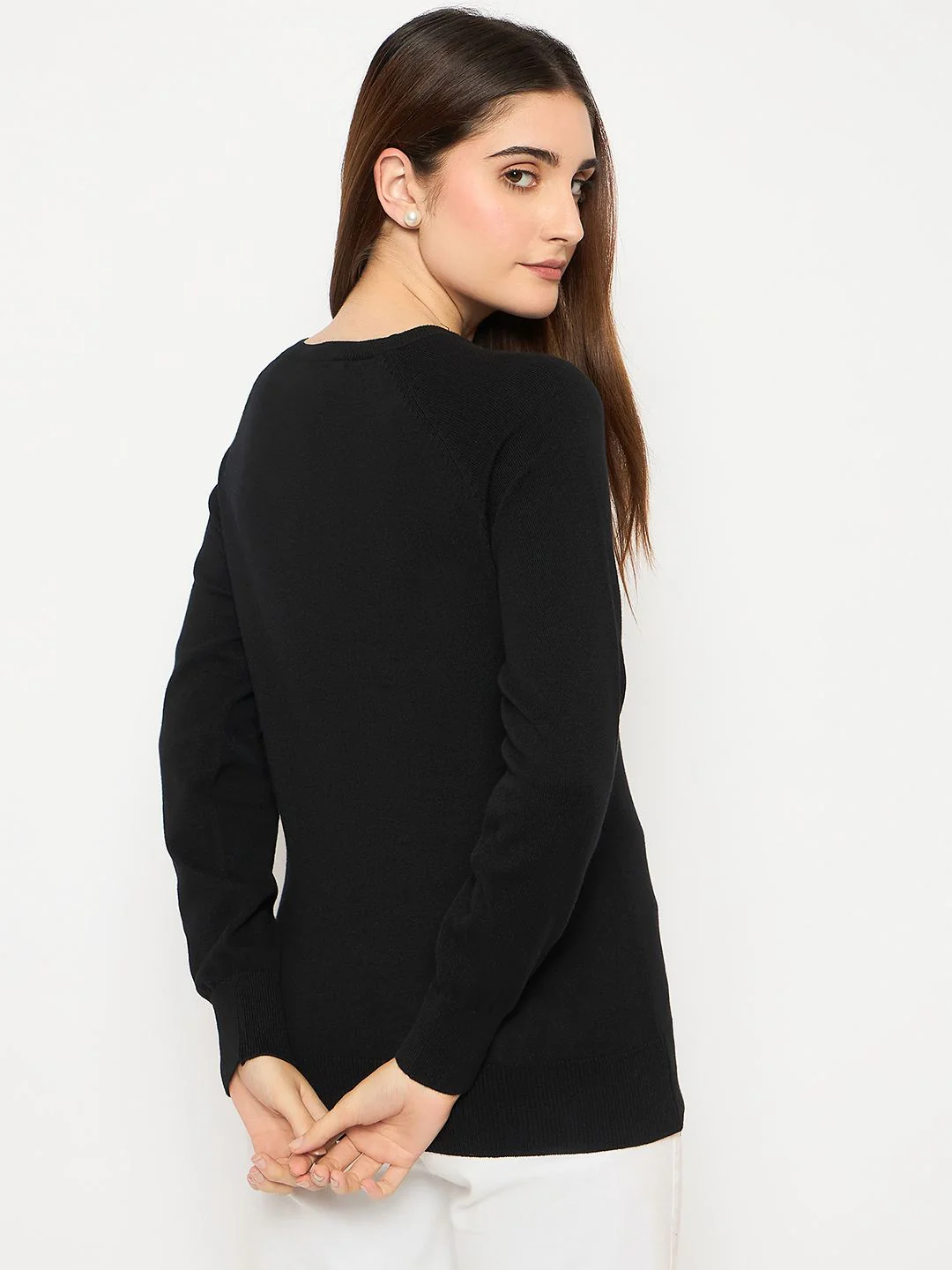 Madame V Neck Skinny Fit Black Sweater - Image 5