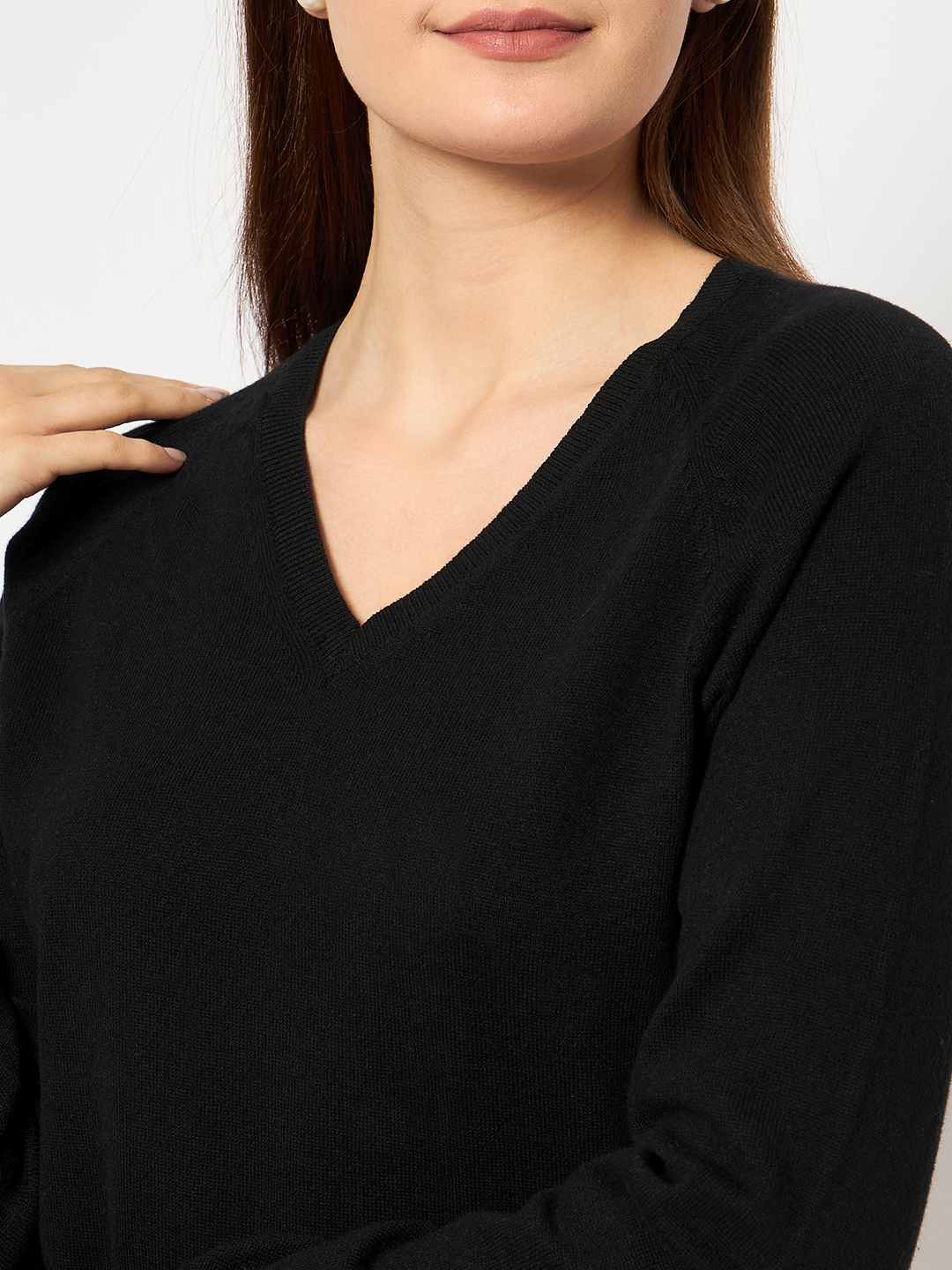 Madame V Neck Skinny Fit Black Sweater - Image 6