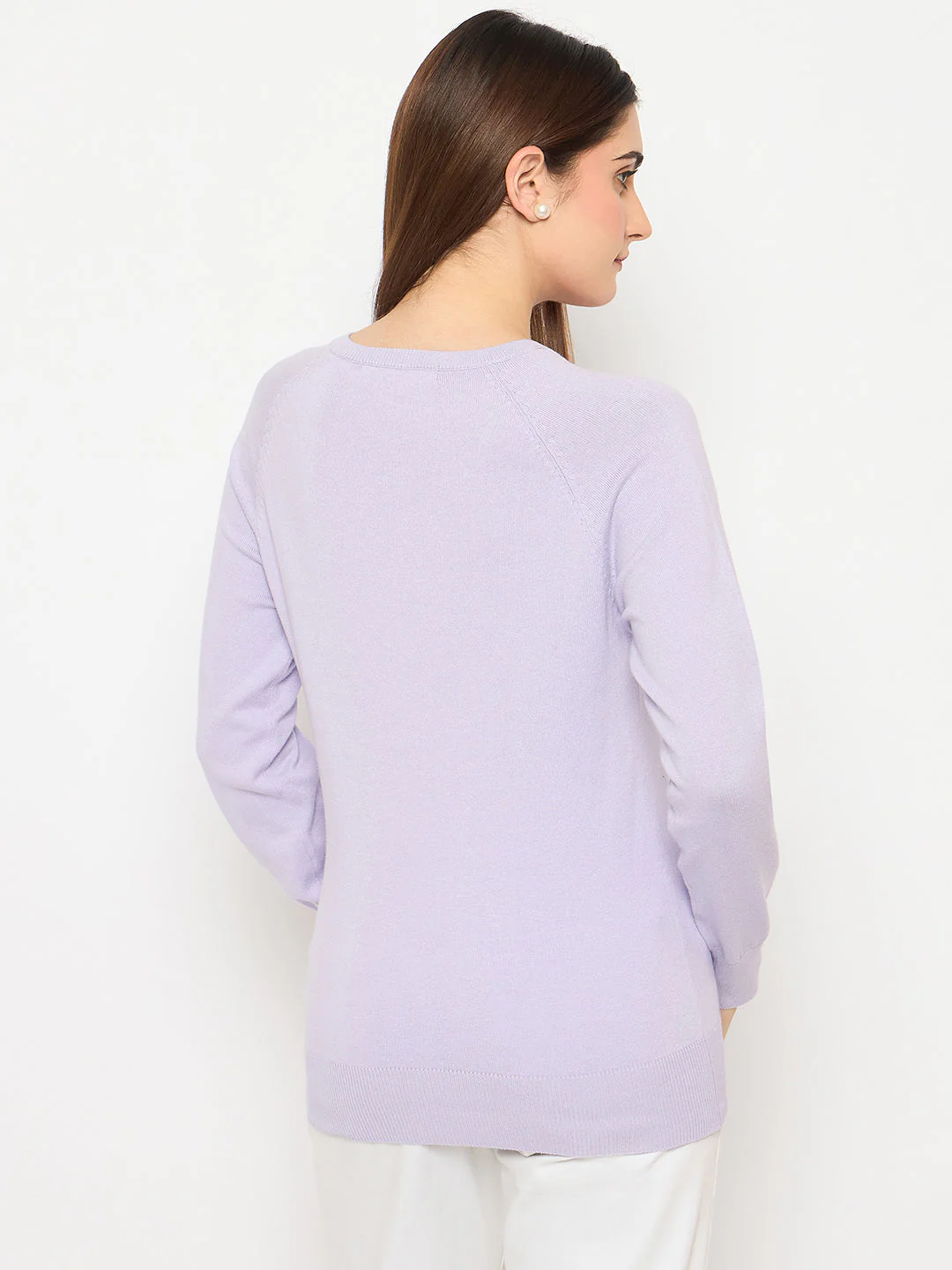 Madame V Neck Skinny Fit Mauve Sweater - Image 6