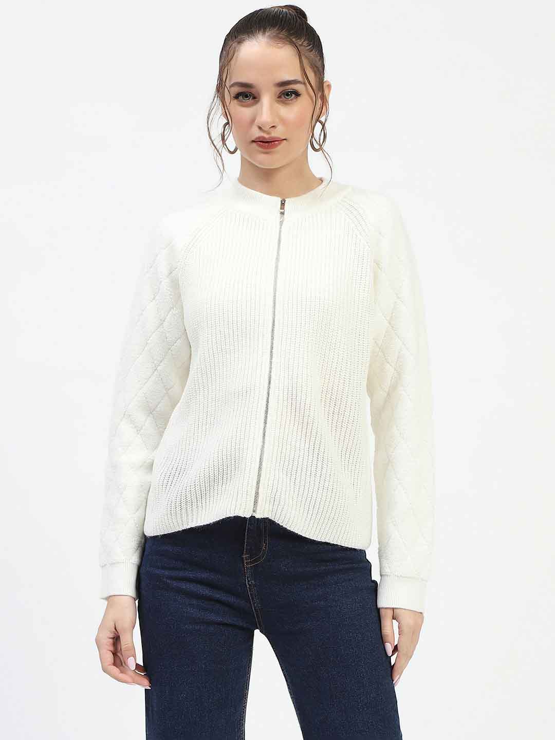 Madame Off-White Zip-Up Sweater - Image 2