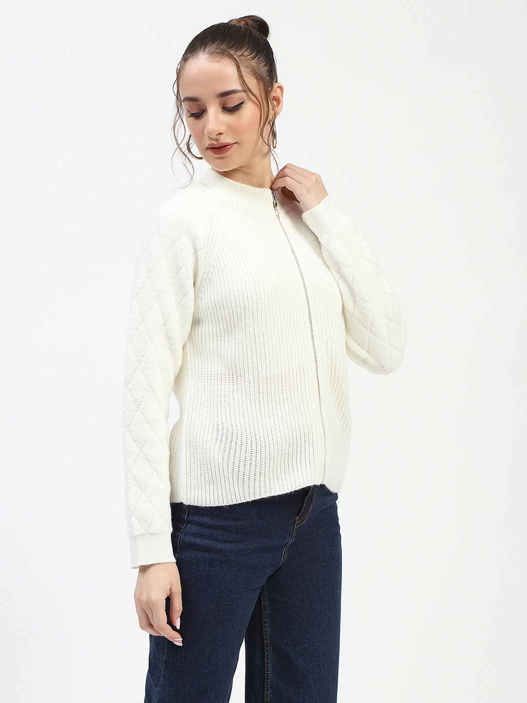 Madame Off-White Zip-Up Sweater - Image 3
