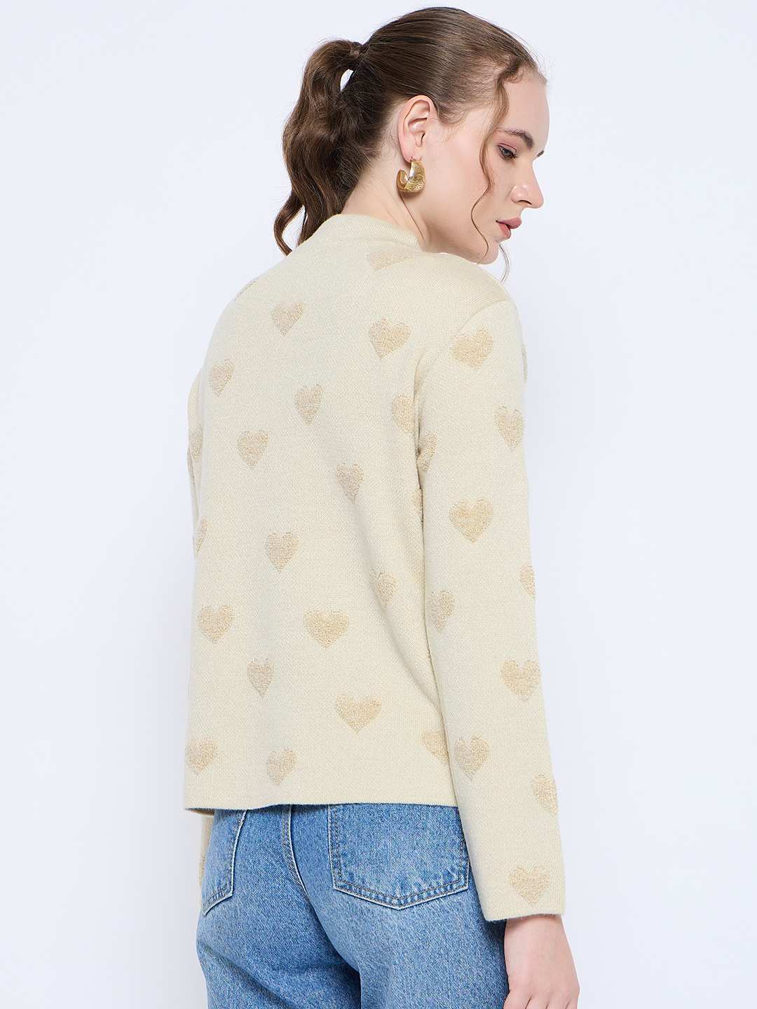 Madame Graphic Print Mock Neck Beige Sweater - Image 6