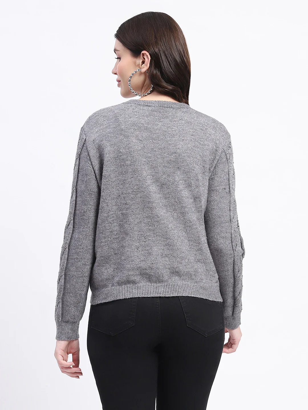 Madame Grey Cable Knit Sweater - Image 5