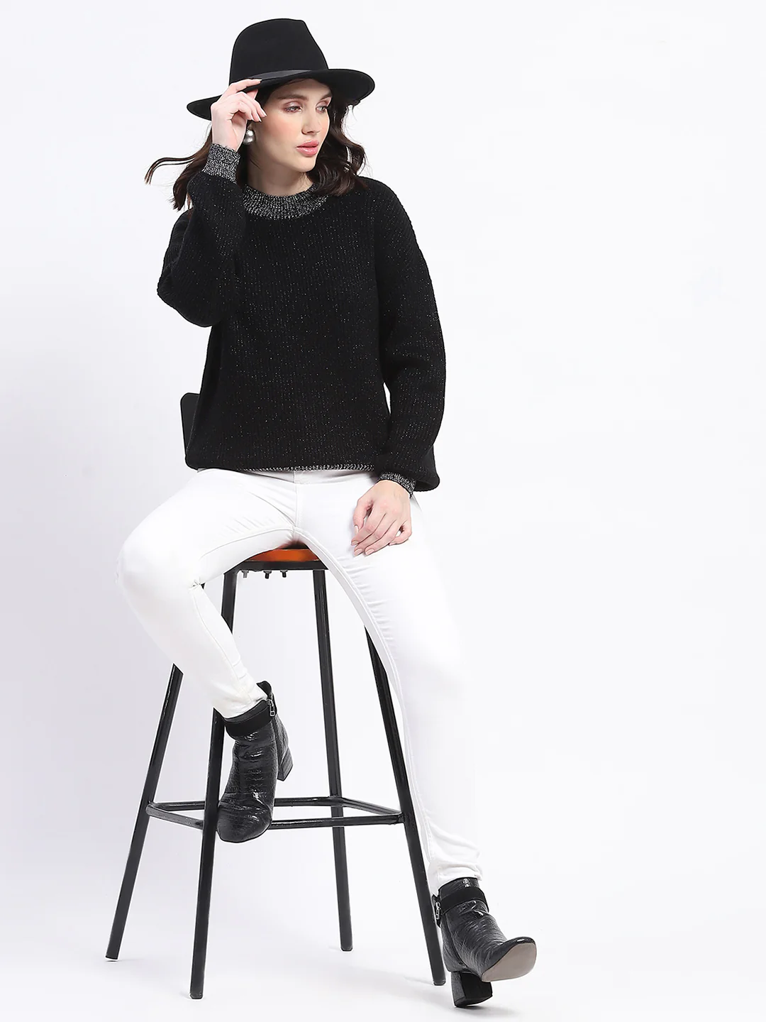 Madame Color Accented Black Buttoned Sweater - Image 2