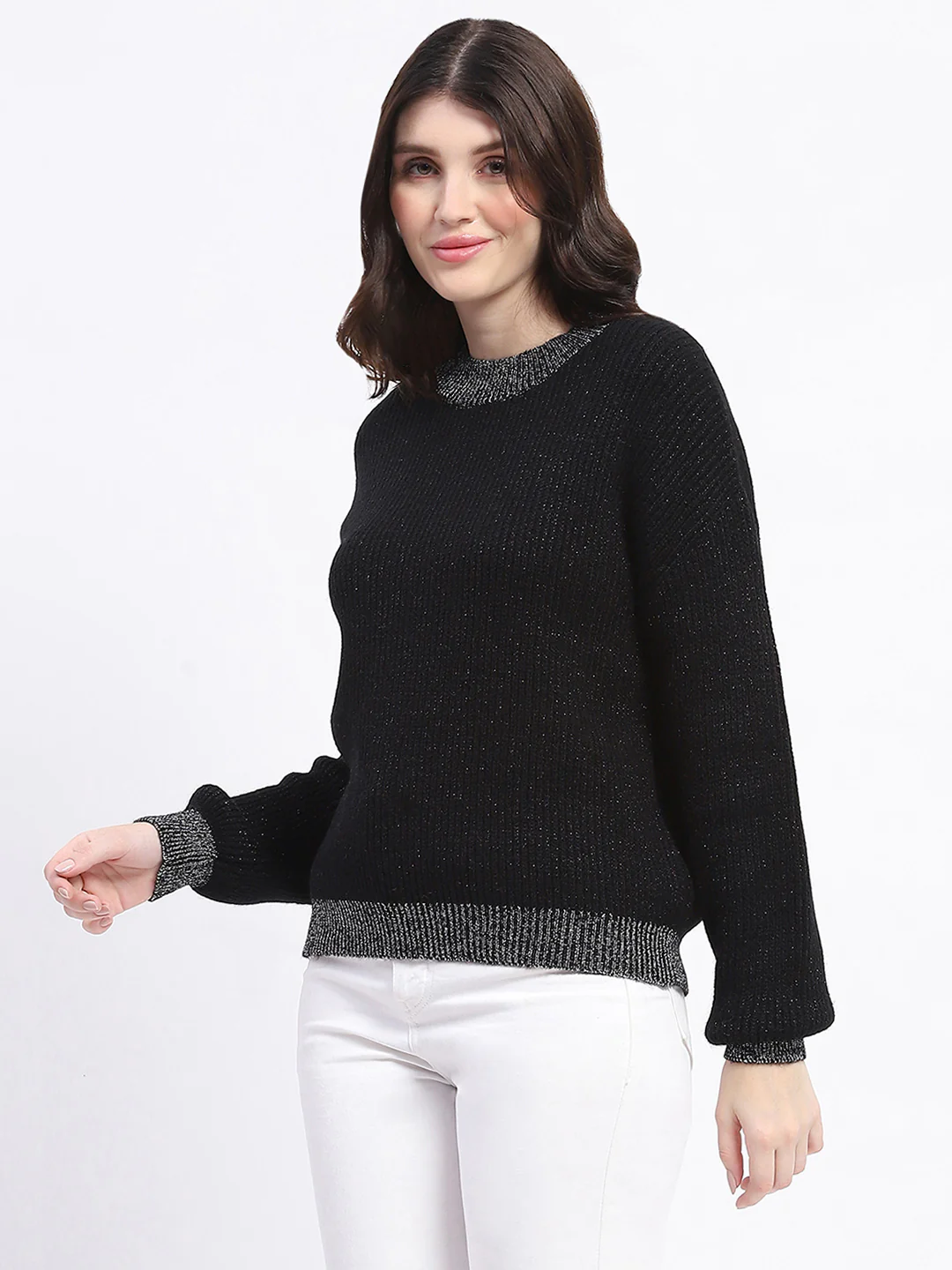 Madame Color Accented Black Buttoned Sweater - Image 5