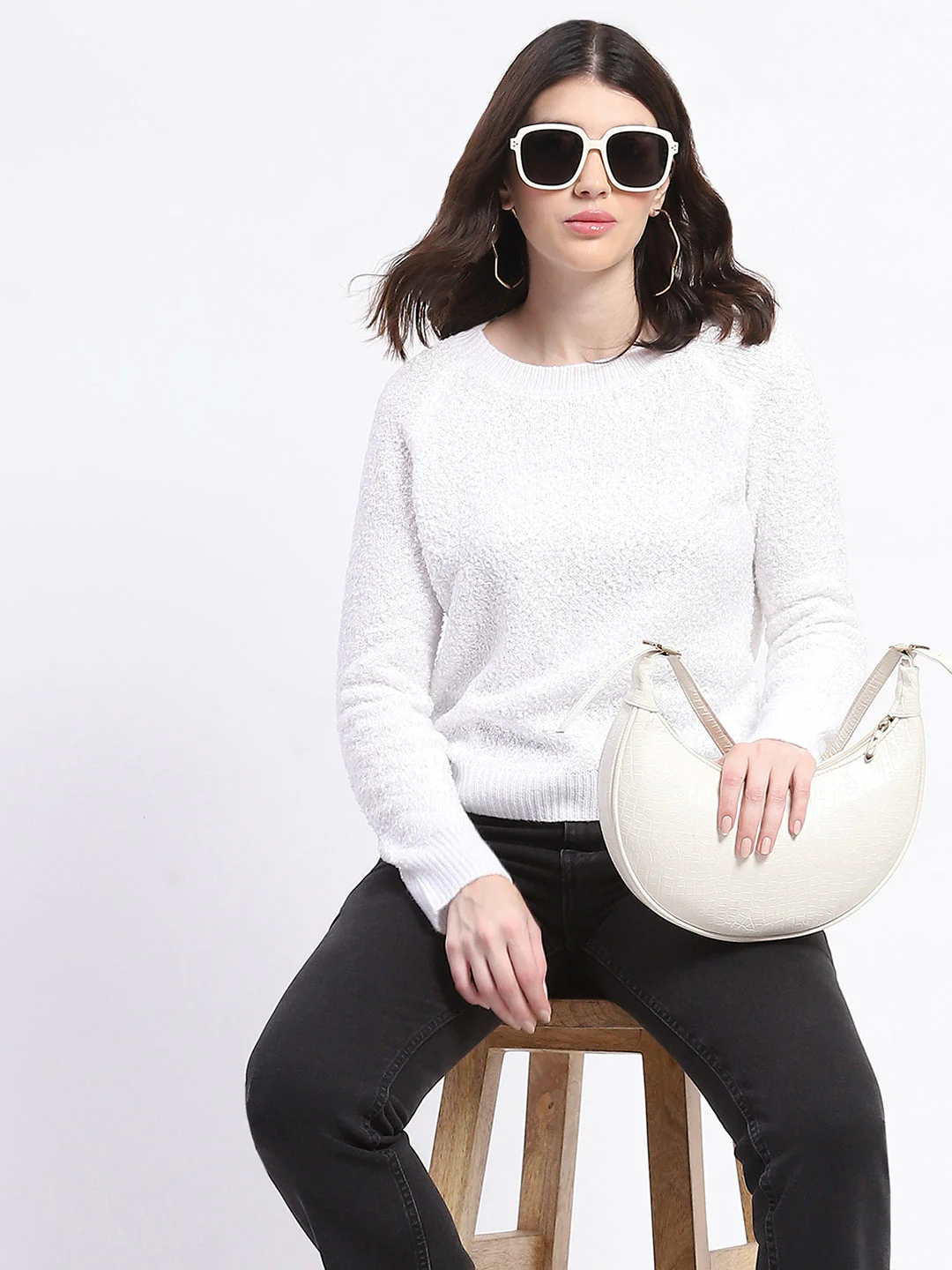 Madame Self Design Off White Sweater - Image 2