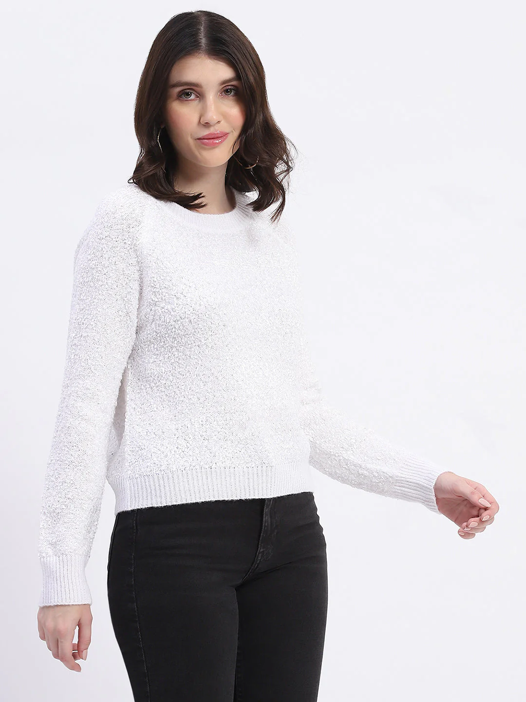 Madame Self Design Off White Sweater - Image 4