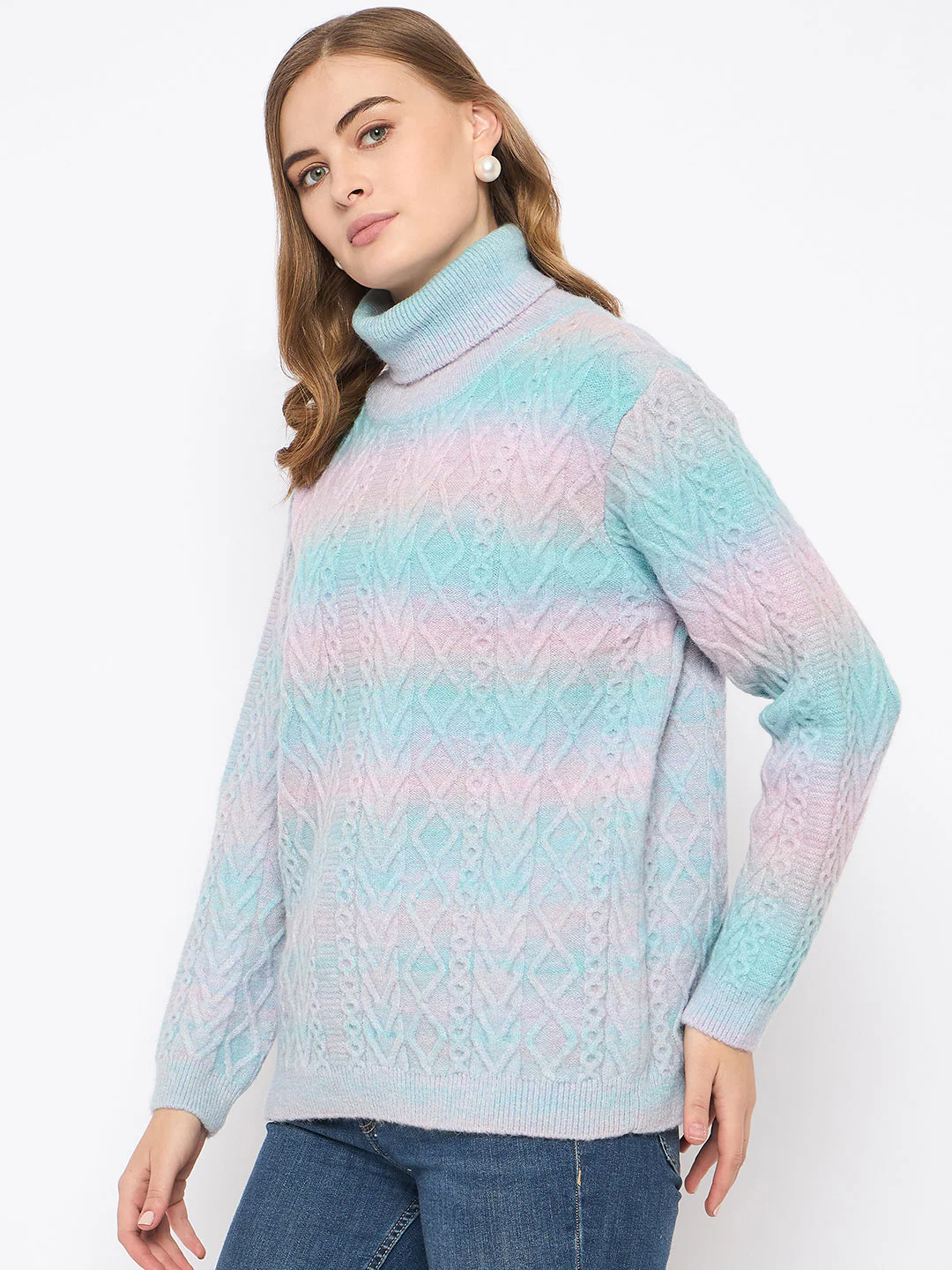Madame Striped Multicolor Turtleneck Sweater - Image 5