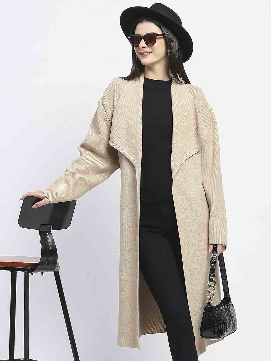 Madame Shawl Collared Camel Brown Long Shrug