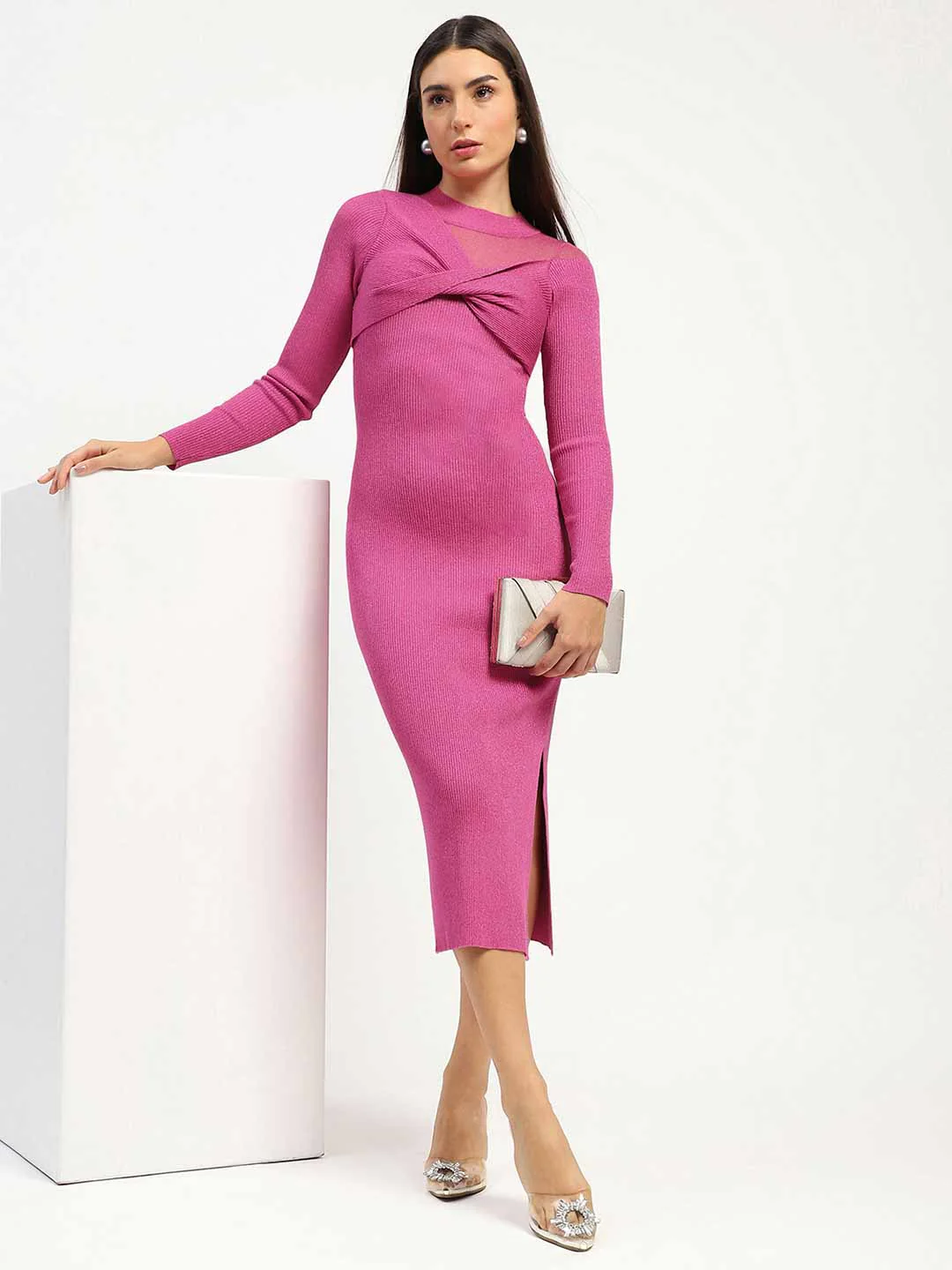 Madame Twisted Detailing Ribbed Bodycon Dress