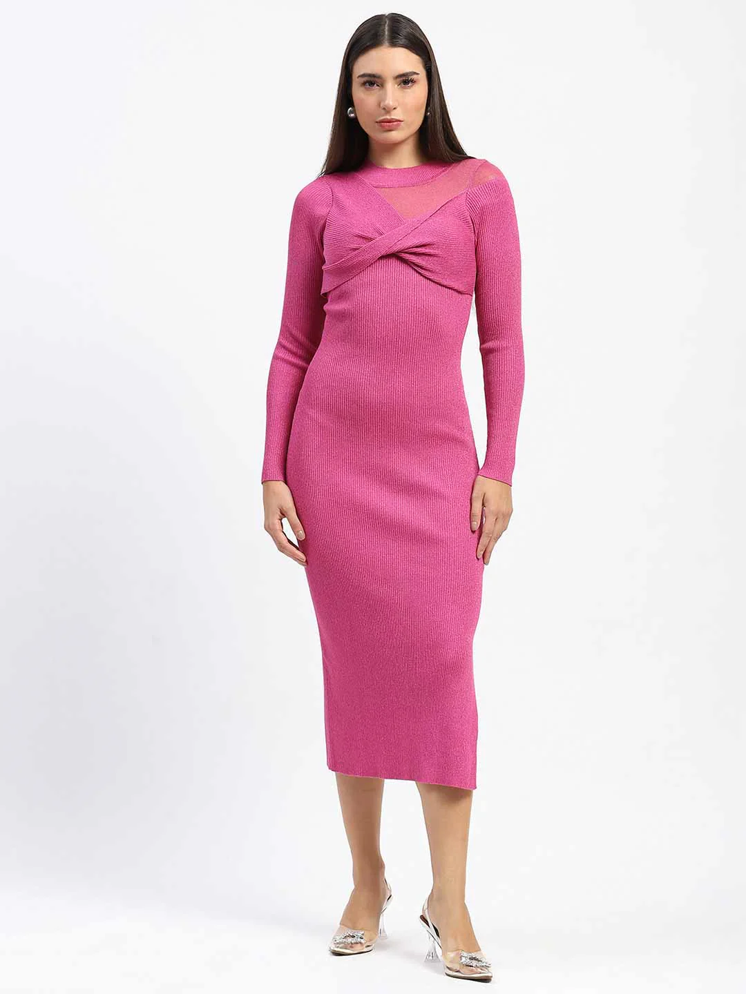 Madame Twisted Detailing Ribbed Bodycon Dress - Image 3