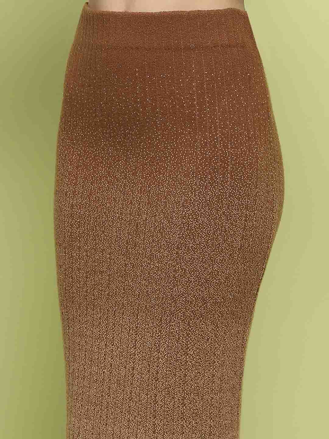 Madame Color Gradient Camel Top and Skirt Ensemble - Image 7