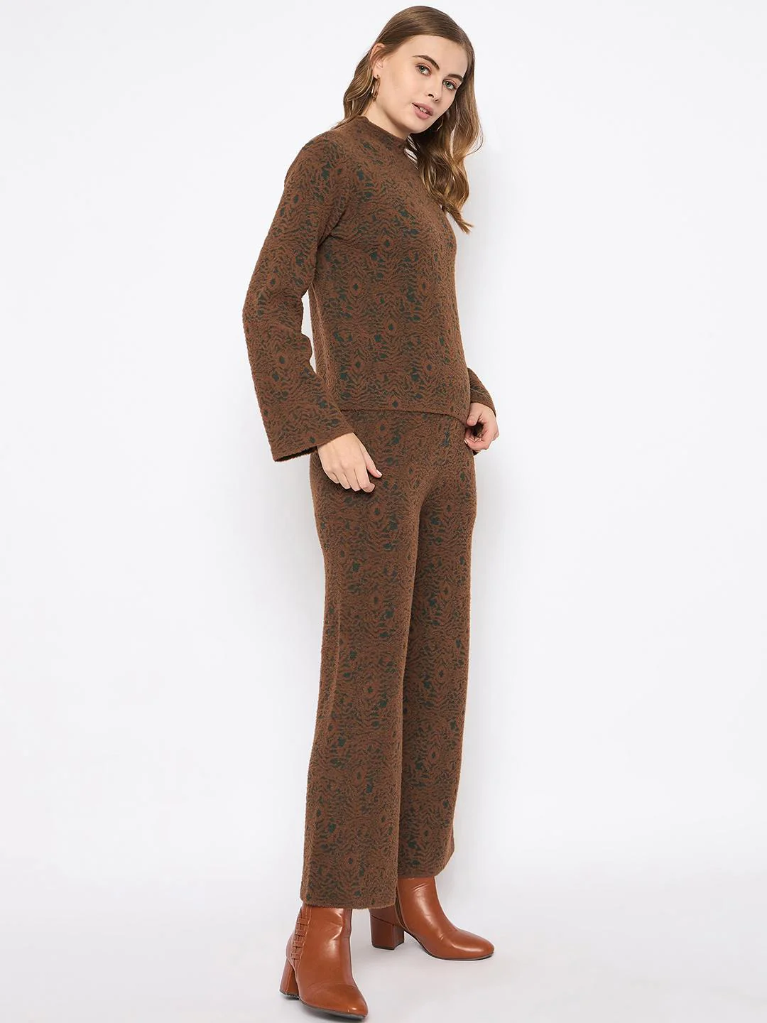 Madame Top and Bottoms Printed Brown Co-ord Set - Image 4