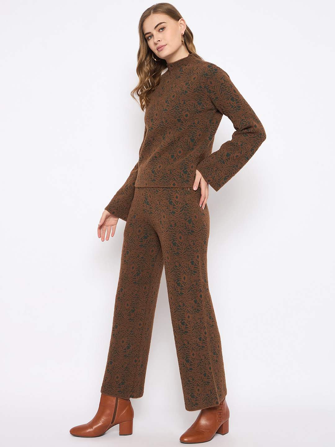 Madame Top and Bottoms Printed Brown Co-ord Set - Image 5