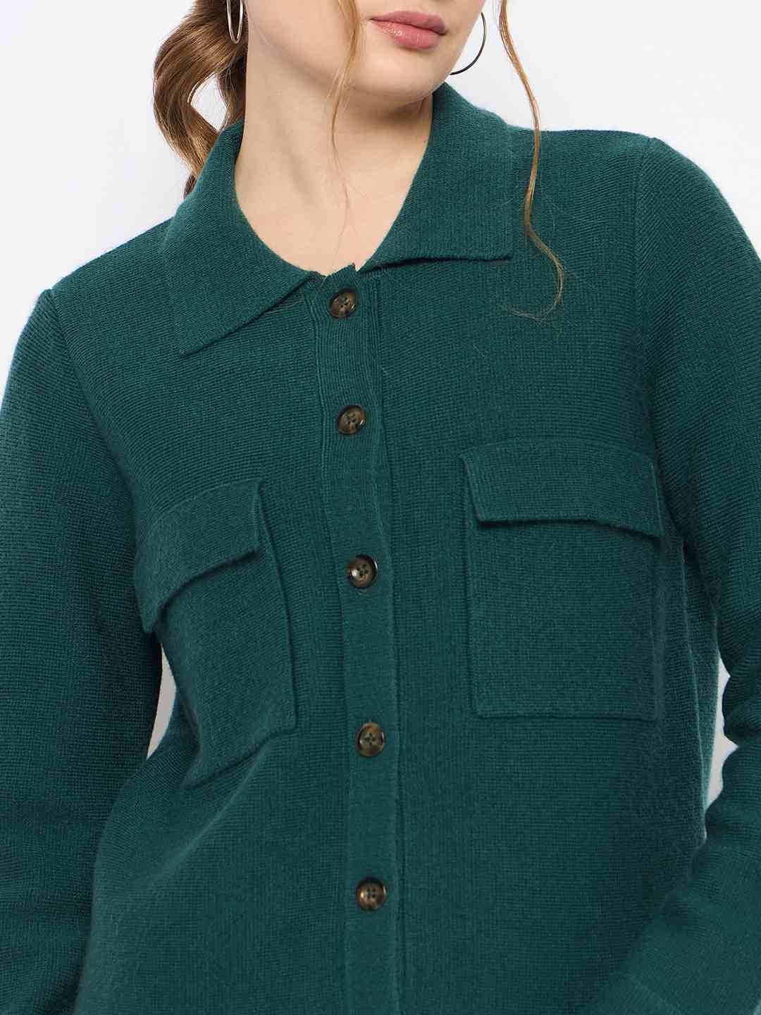 Madame Shirt and Bottoms Green Nylon Blend Co-ord Set - Image 8