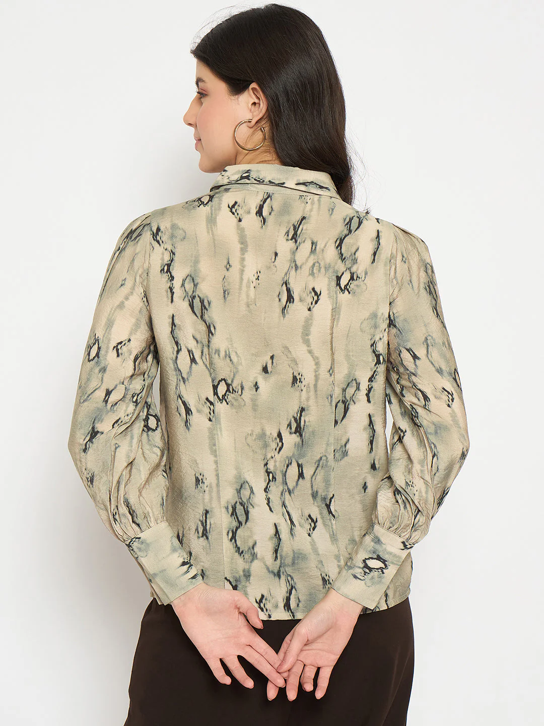 Madame All Over Printed Nylon Blend Grey Shirt - Image 6