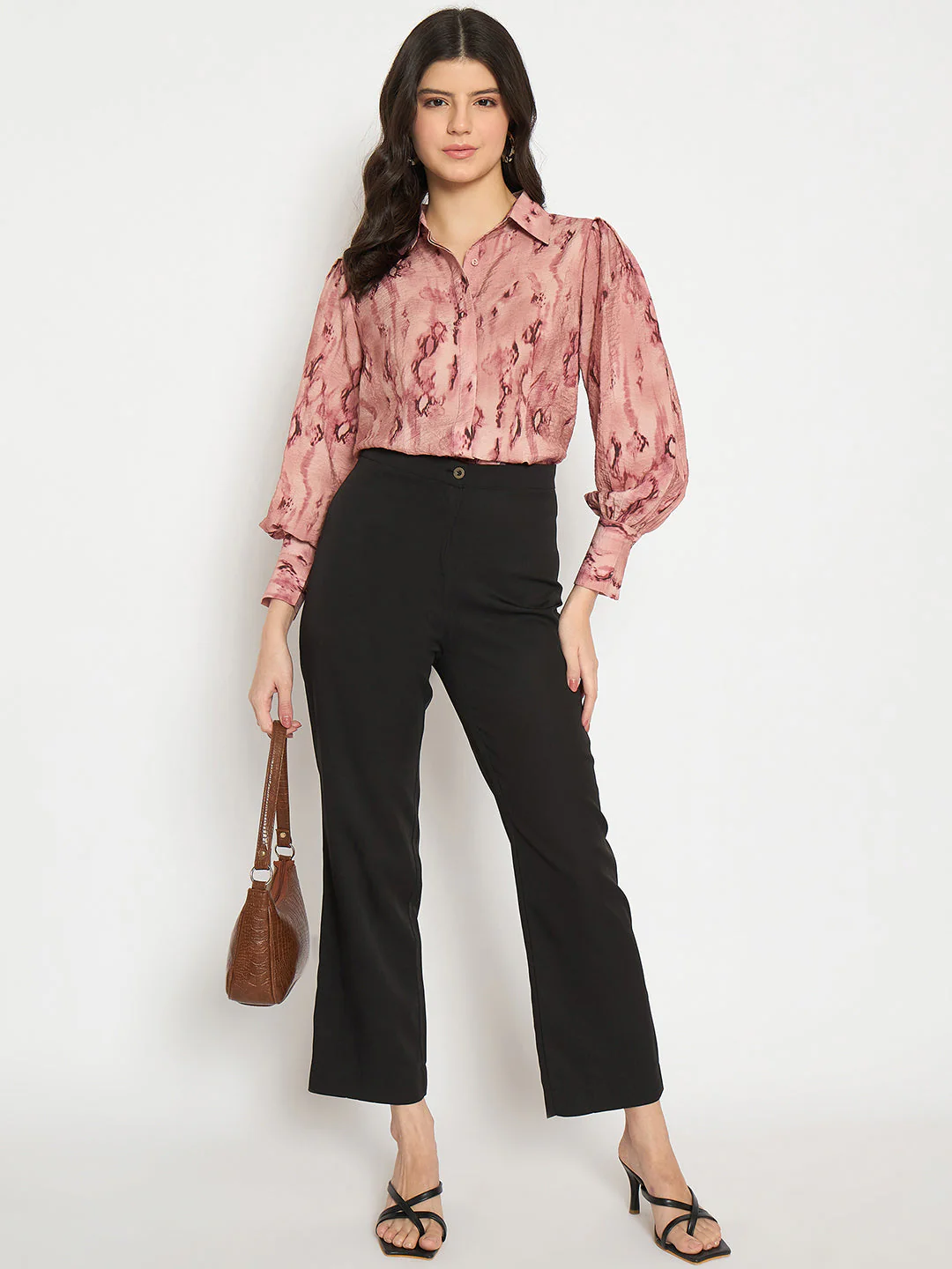 Madame All Over Printed Nylon Blend Pink Shirt - Image 2