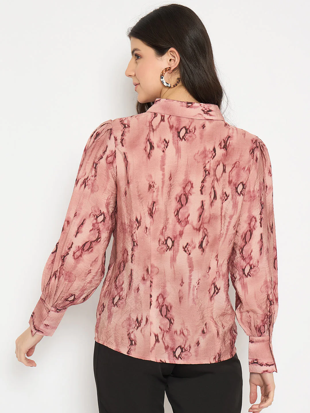 Madame All Over Printed Nylon Blend Pink Shirt - Image 6