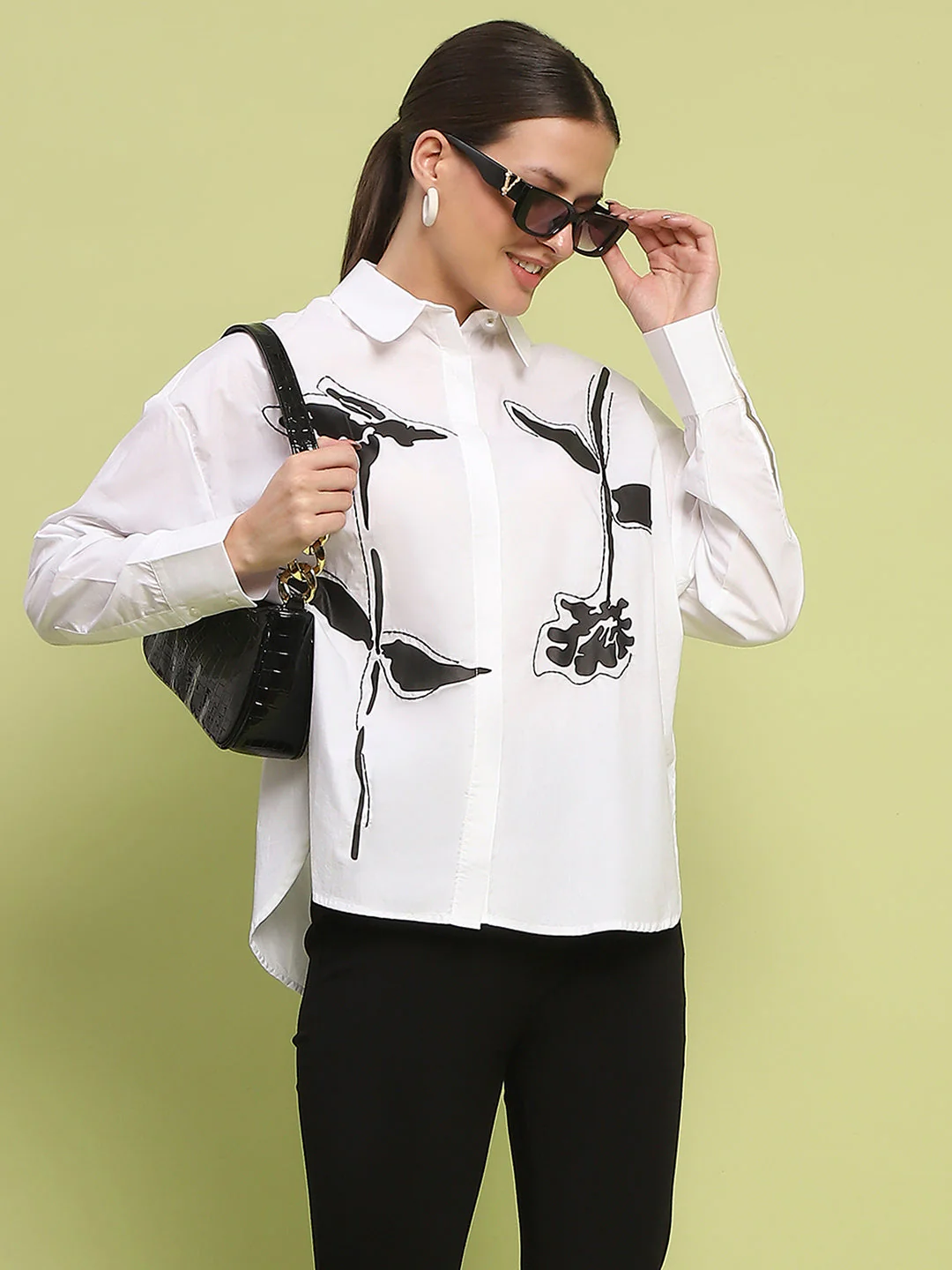 Madame Placement Printed White Cotton Shirt - Image 2