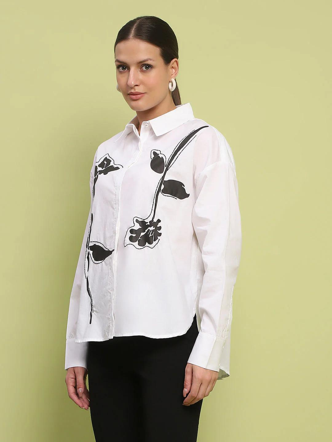 Madame Placement Printed White Cotton Shirt - Image 5