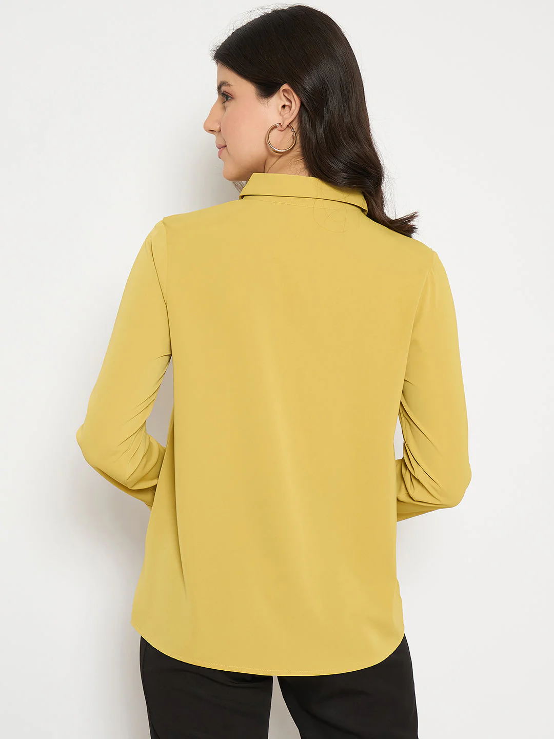 Madame Ruffle Collar Solid Yellow Shirt - Image 6