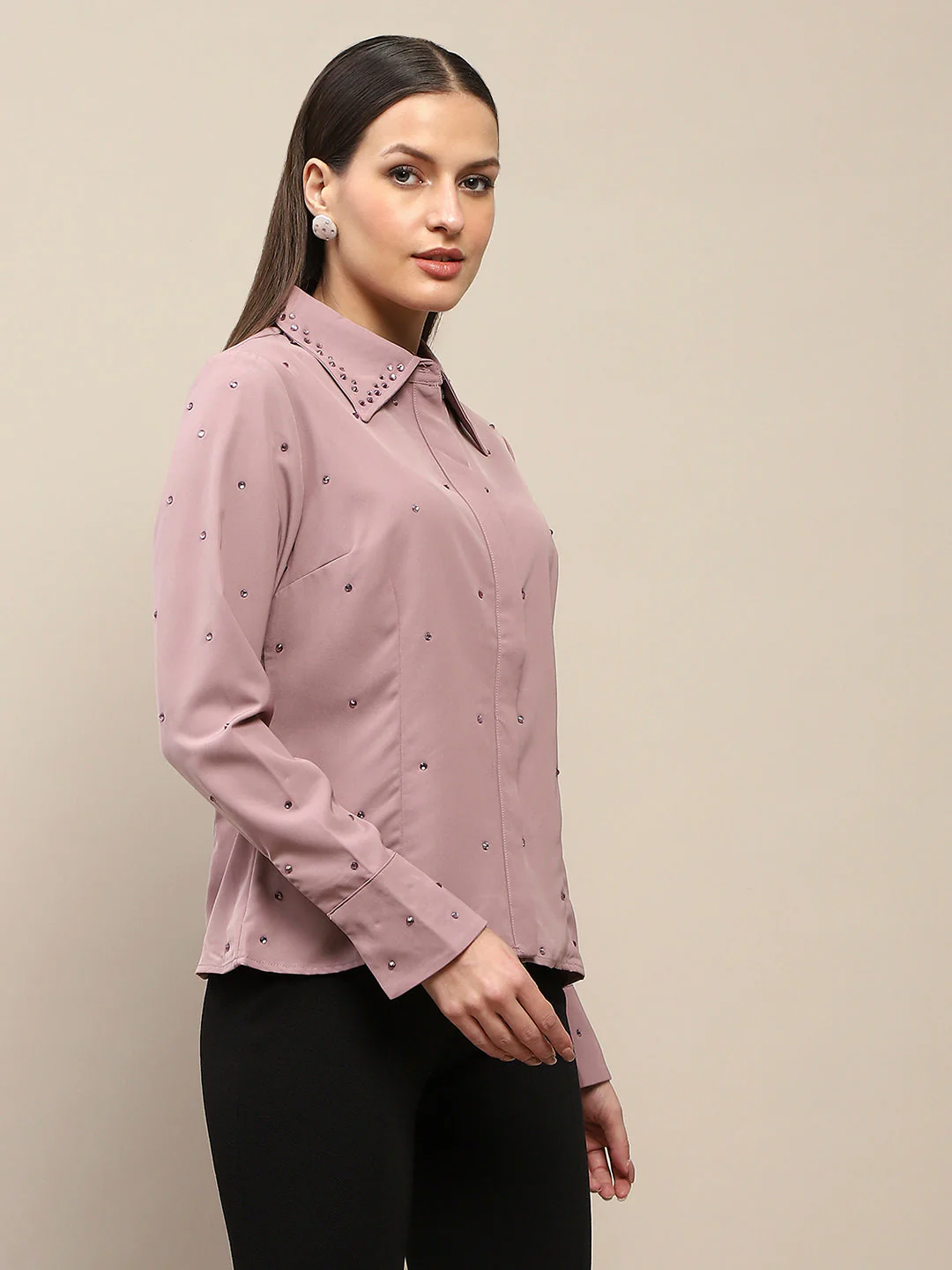Madame Allover Embellished Pink Shirt - Image 4