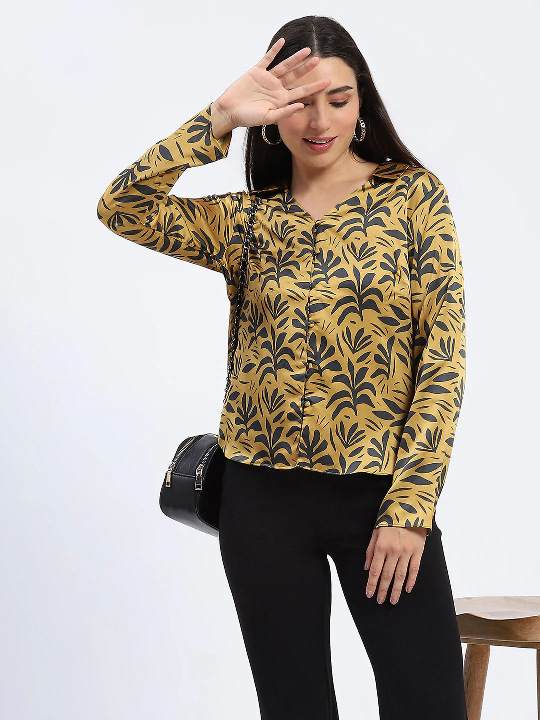 Madame Golden Leaf Print Shirt - Image 2