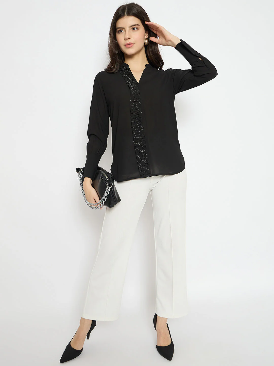 Madame Solid Black Shirt - Image 2