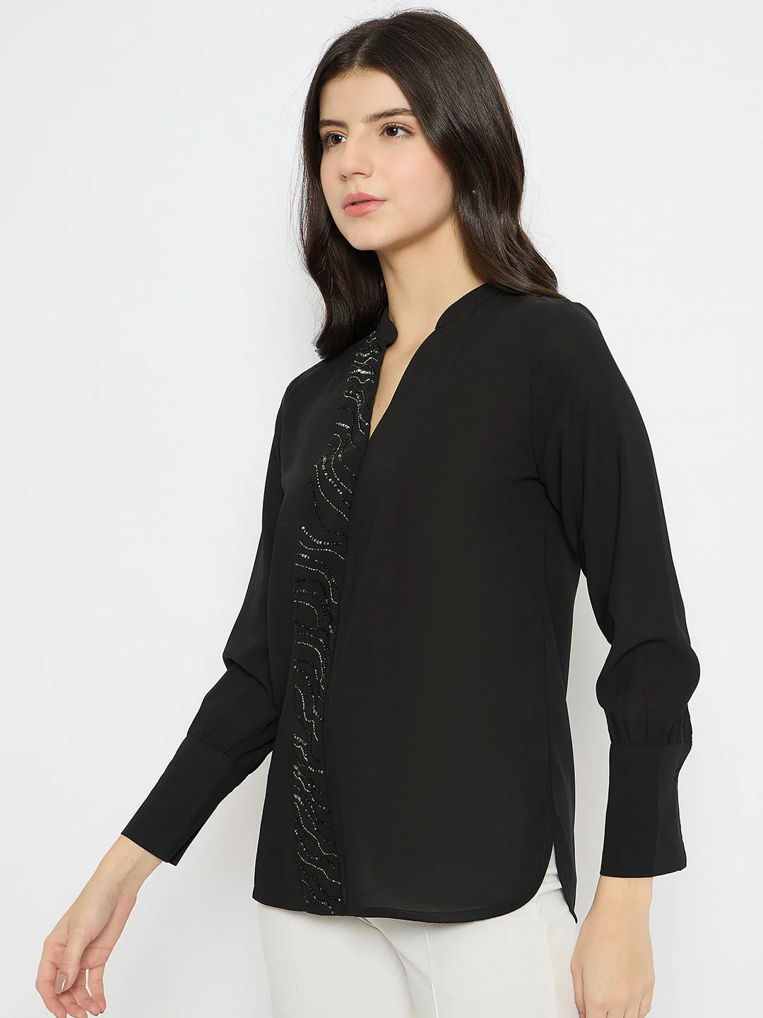 Madame Solid Black Shirt - Image 5