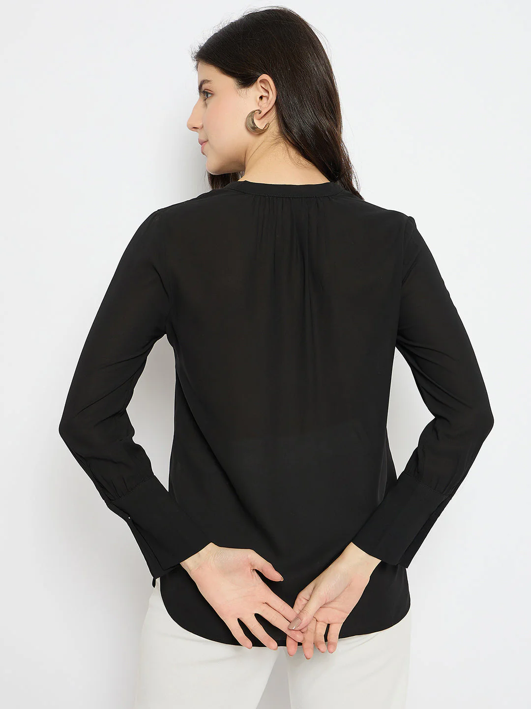Madame Solid Black Shirt - Image 6
