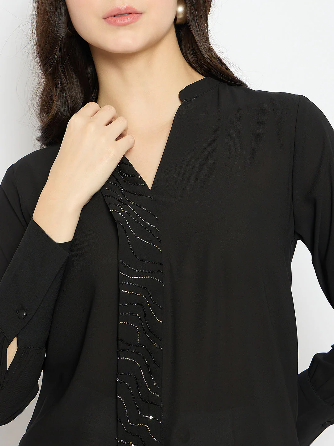 Madame Solid Black Shirt - Image 7