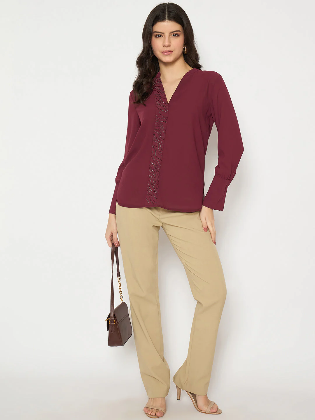 Madame Maroon Solid Shirt - Image 2
