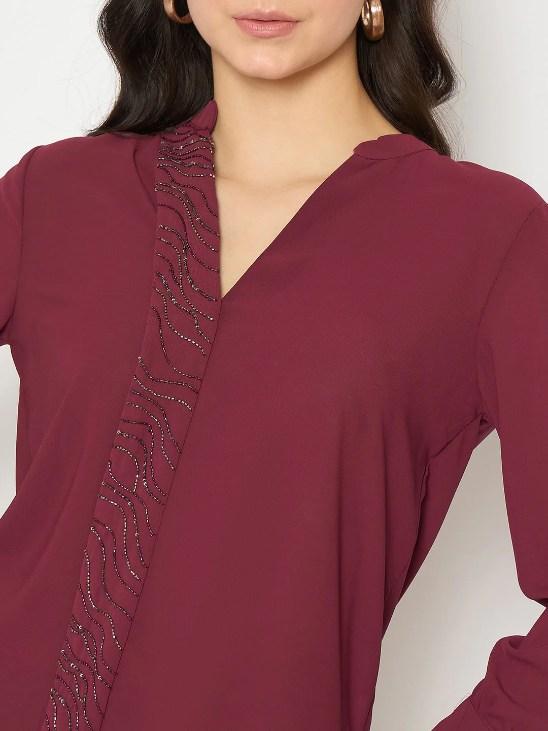 Madame Maroon Solid Shirt - Image 7