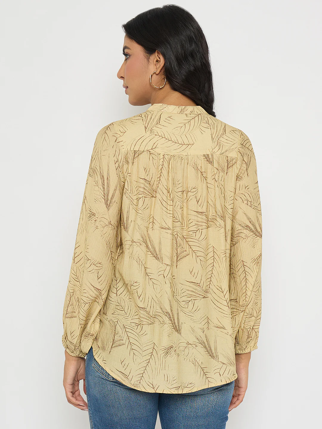 Madame Textured Botanical Print Mustard Yellow Top - Image 6