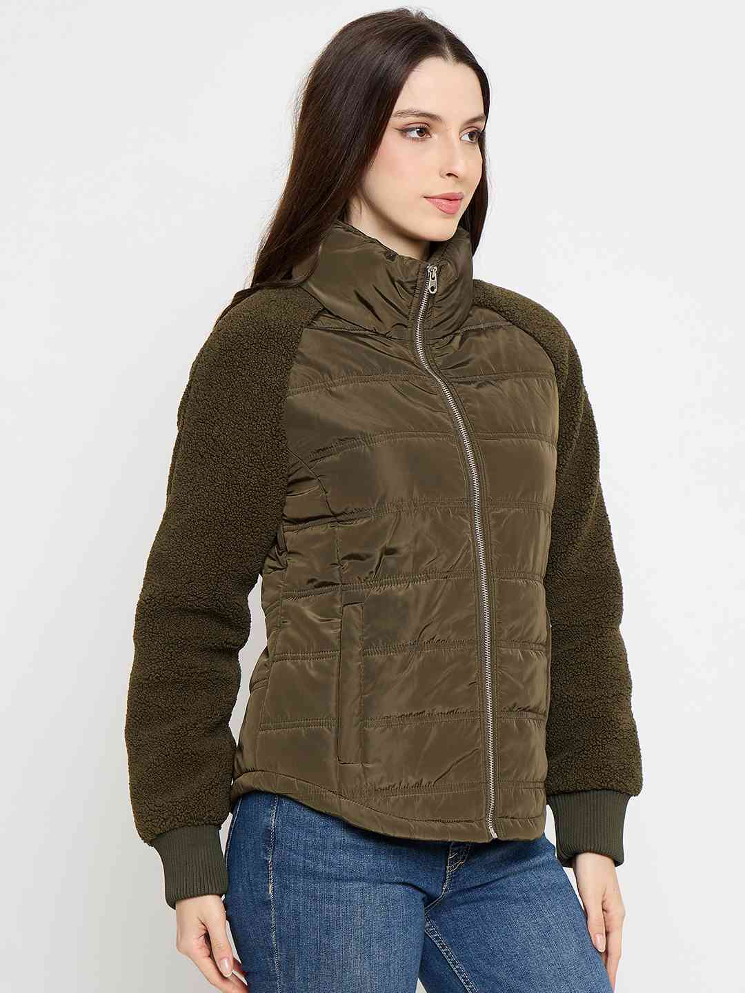 Madame Quilted Olive Green Jacket - Image 4